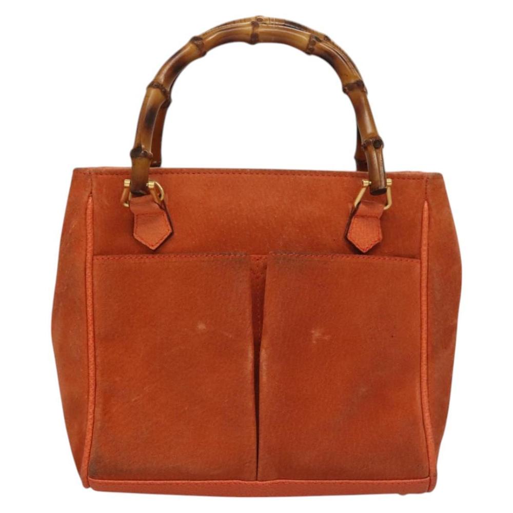 GUCCI Bamboo Hand Bag Suede 2way Orange Gold 000 123 0316 Auth 118353 - Picture 13 of 16